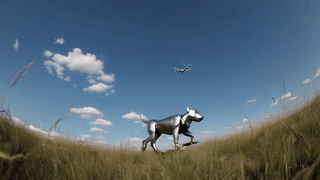 犬型ロボットとドローンの協働イメージ